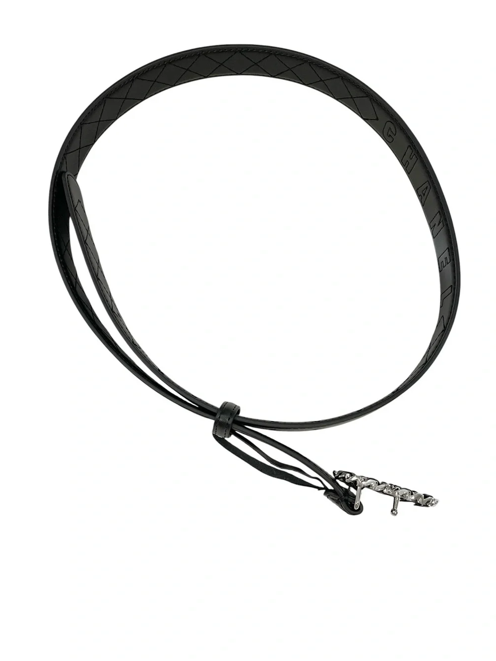 🖤 Women’s Black Leather Belt with Silver Chain Buckle 🖤